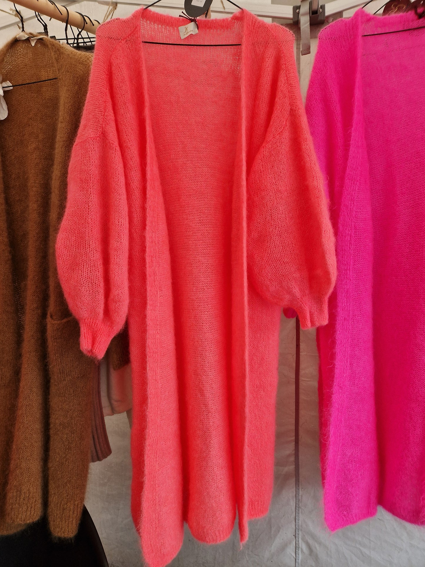Mohair neuletakki, kirkas peach