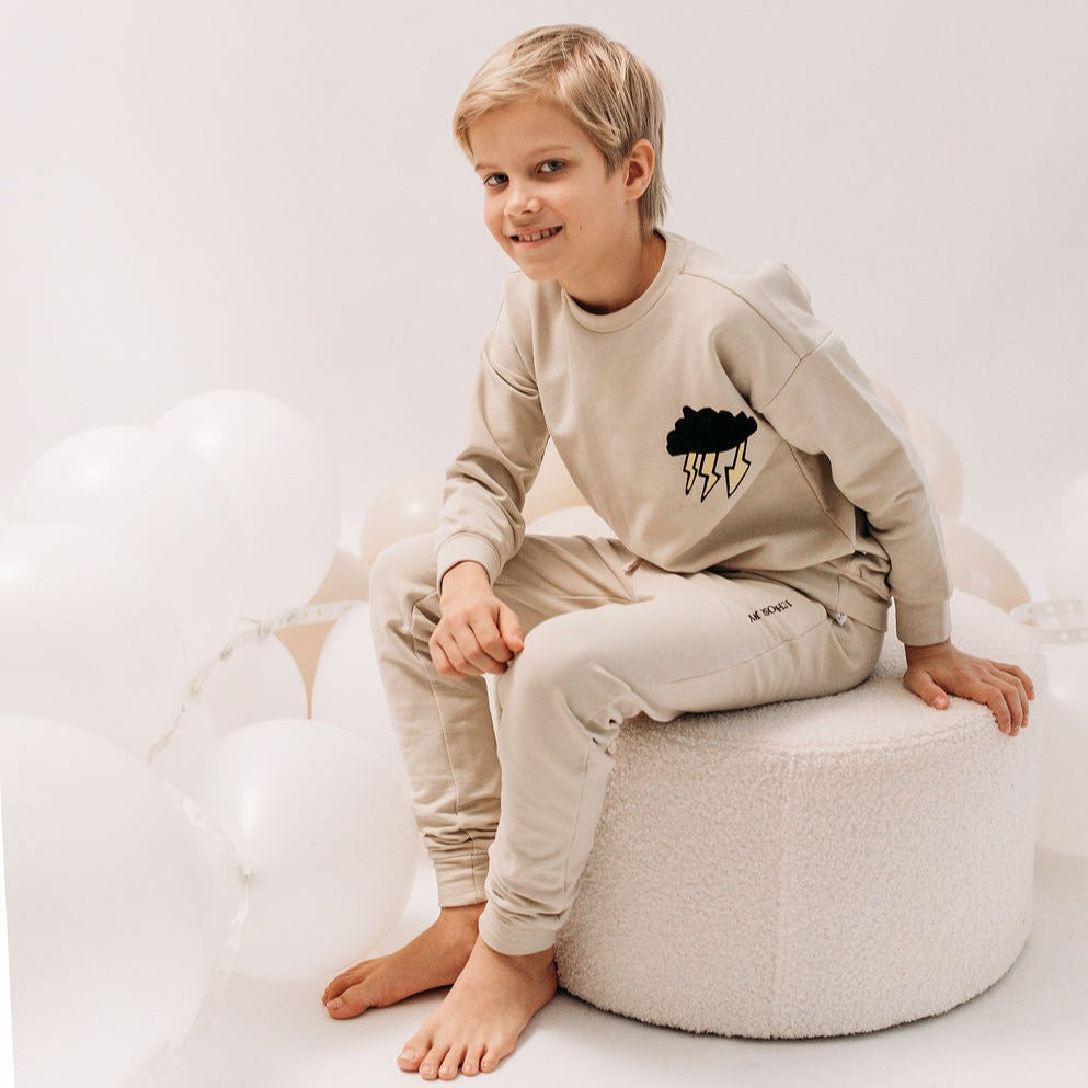 Luomupuuvillaiset lasten collegehousut, Oyster Gray