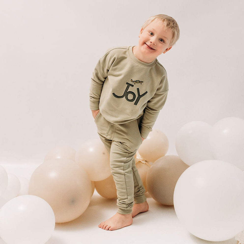 Luomupuuvillainen lasten collegepaita, Sage Green
