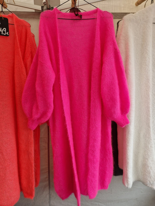 Mohair neuletakki, kirkas pink