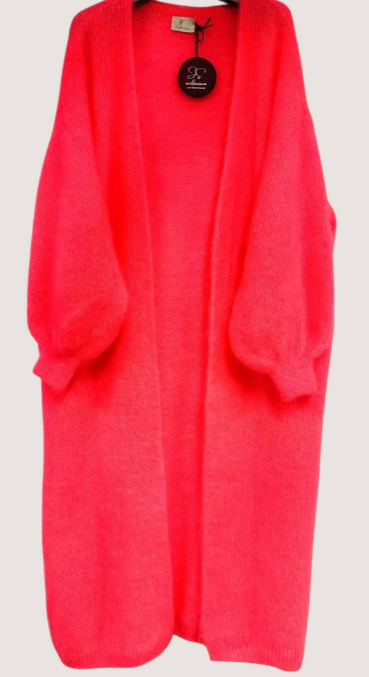 Mohair neuletakki, kirkas peach